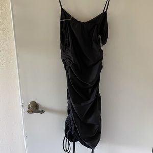 Cristina black ruched polyester dress